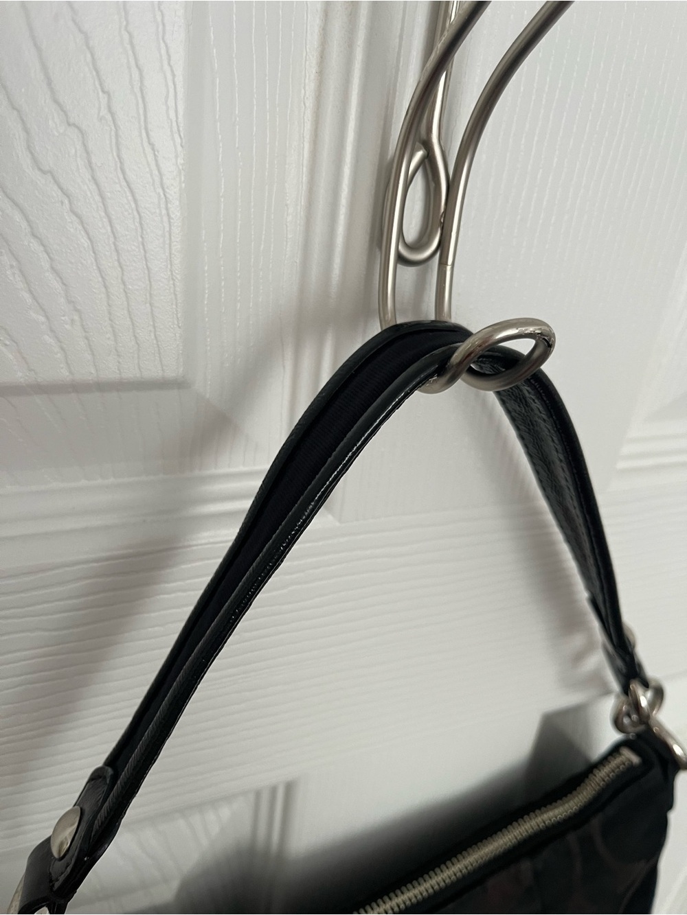 Coach Poppy Black Signature Jacquard Shoulder Bag Silver Hardware Y2K - Picture 5 of 14